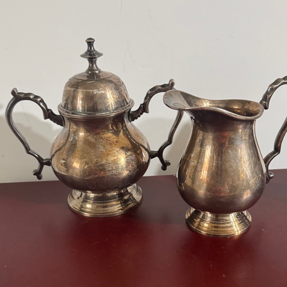 Vintage ESPN A1 Silver Creamer and Sugar Set